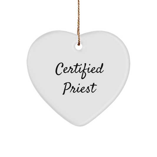 Certified Priest Christmas Heart Ornament, Quote: 'Amen to That' - Gifts from Men to Priest, Heartfelt Present for Christmas - Image 1