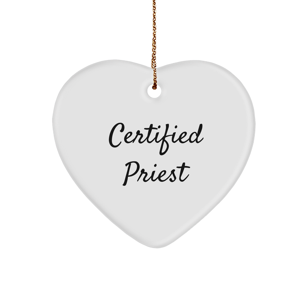 Certified Priest Christmas Heart Ornament, Quote: 'Amen to That' - Gifts from Men to Priest, Heartfelt Present for Christmas - Image 1