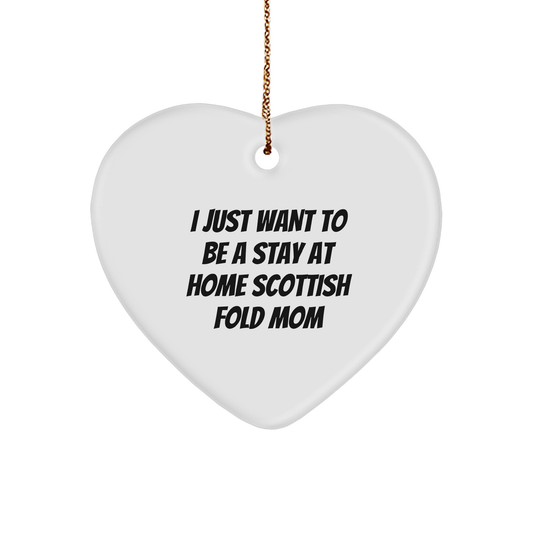 Funny Scottish Fold Cat Mom's Heart Ornament Gifts from Friends for Christmas - Image 1