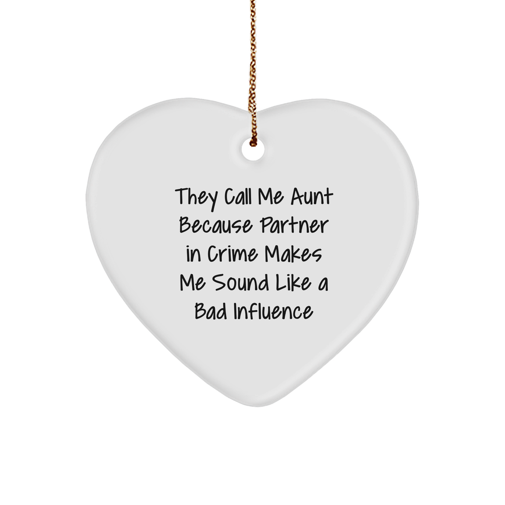 Aunt's Partner in Crime Heart Ornament, Funny Gift for Aunt from Family, Unique Christmas Unique Gift - Image 1
