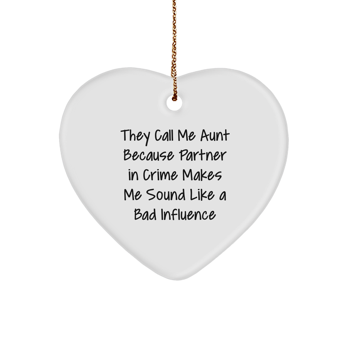 Aunt's Partner in Crime Heart Ornament, Funny Gift for Aunt from Family, Unique Christmas Unique Gift - Image 1