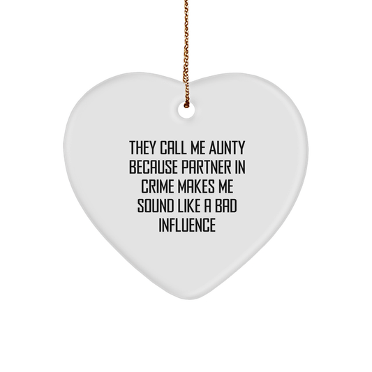 Aunty's Heart: Funny Quote Heart Ornament, Gifts from Family, Christmas Unique Aunty Gifts, Heart Shaped - Image 1