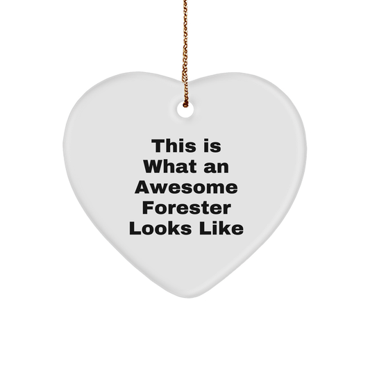 Heartwarming Forester Gifts This Is What An Awesome Forester Looks Like Heart Ornament for Men Women Friends Family This Christmas - Image 1