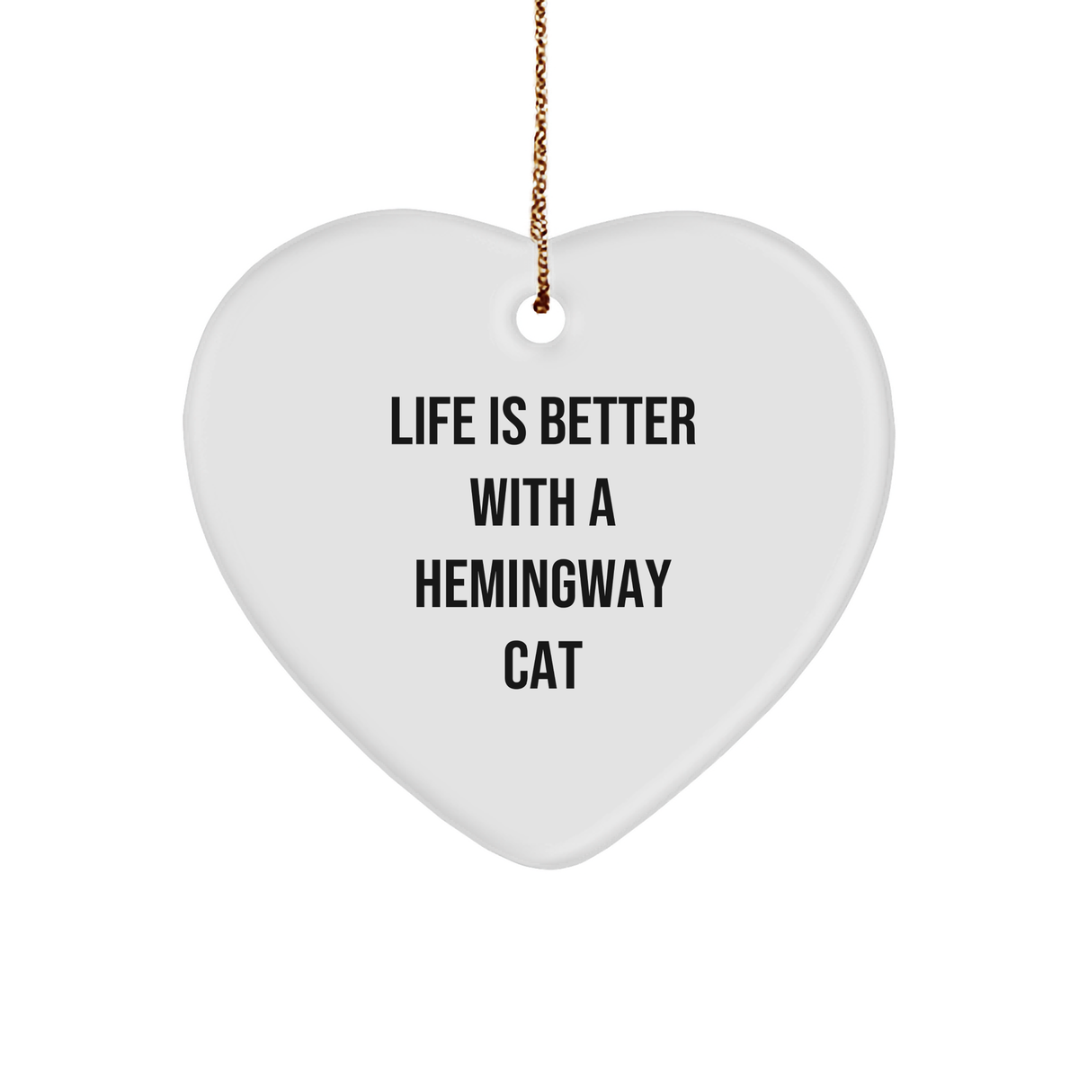 Hemingway Cat Heart Ornament, Funny Gifts from Friends, Christmas Unique Presents for Men or Women - Image 1