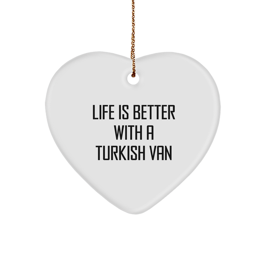 Turkish Van Cat Lovers Gifts from Friends, Gifts for Turkish Van Cat Men, 'Life Is Better With A Turkish Van' Heart Ornament, Christmas Unique - Image 1