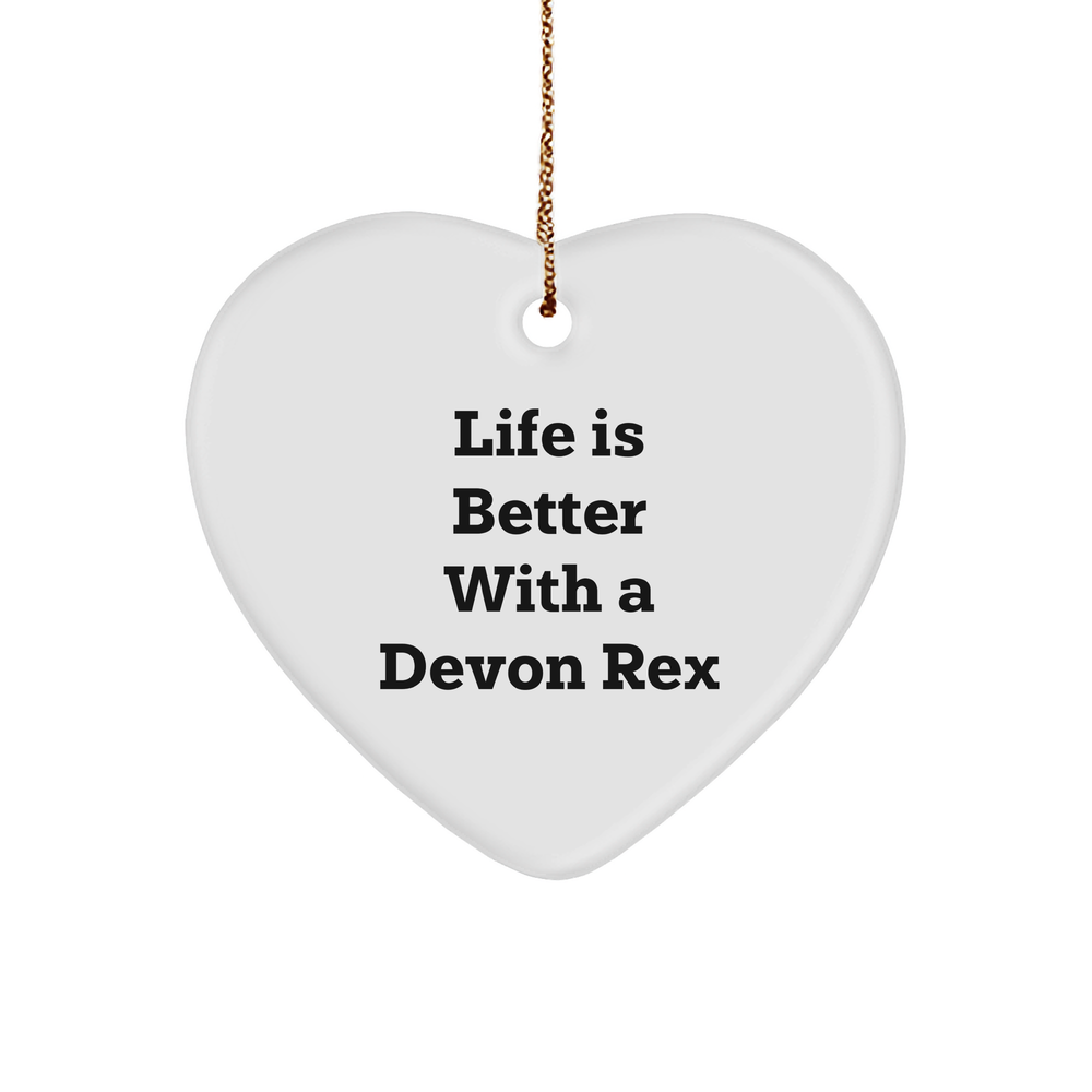 Devon Rex Cat Lover Gifts from Friends, Family, or Coworkers - Heart Ornament with 'Life Is Better With A Devon Rex' Quote, Christmas Unique Presents - Image 1