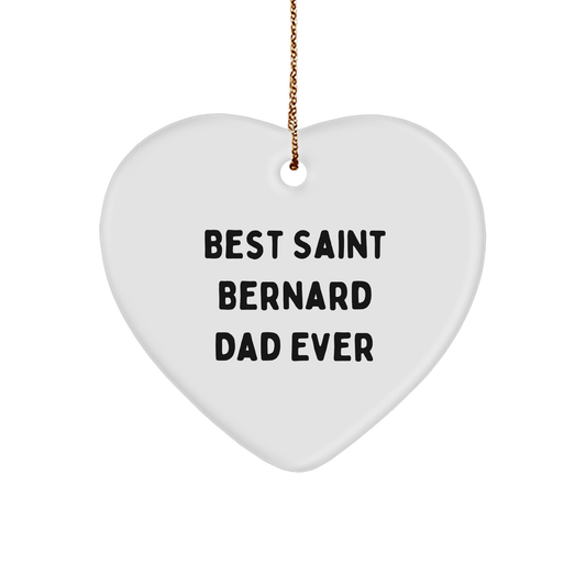 Saint Bernard Dog Dad Gifts from Friends for Best Saint Bernard Dad Ever Heart Ornament, Saint Bernard Dog Christmas Unique Gifts - Image 1