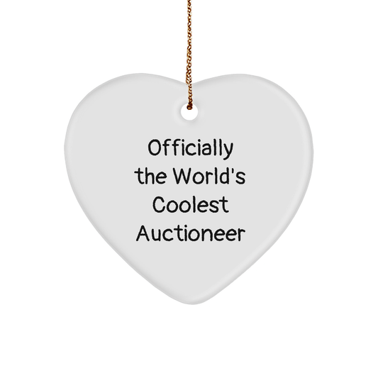 Funny Auctioneer Gifts for Men - Officially The World's Coolest Auctioneer Heart Ornament, Christmas Unique Gifts from Friends, Family, or Coworkers - Image 1