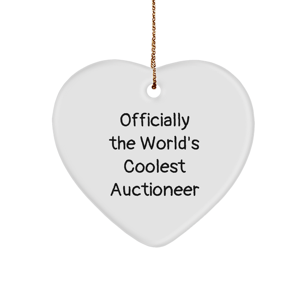 Funny Auctioneer Gifts for Men - Officially The World's Coolest Auctioneer Heart Ornament, Christmas Unique Gifts from Friends, Family, or Coworkers - Image 1