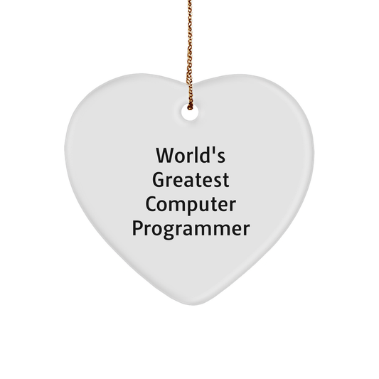 Computer Programmer Heart Ornament - Funny Quote Gift from Men to Colleagues Family, World's Greatest Computer Programmer Christmas Memorable Present - Image 1