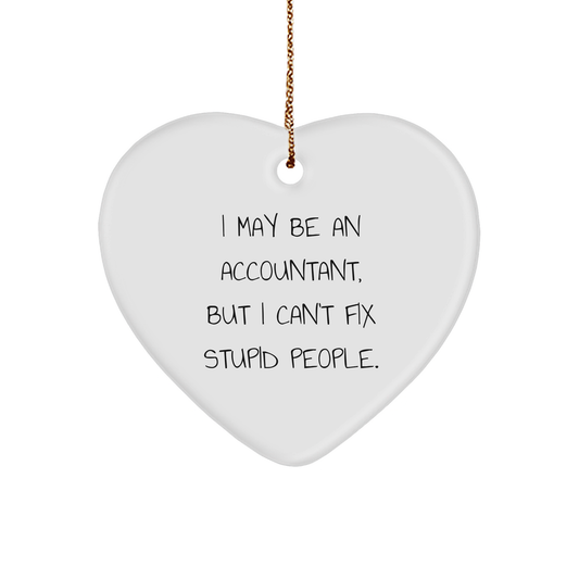 Funny Accountant Heart Ornament Gifts from Men, Gifts for Accountant, Christmas Unique Gifts, I May Be An Accountant, But I Can't Fix Stupid People. - Image 1