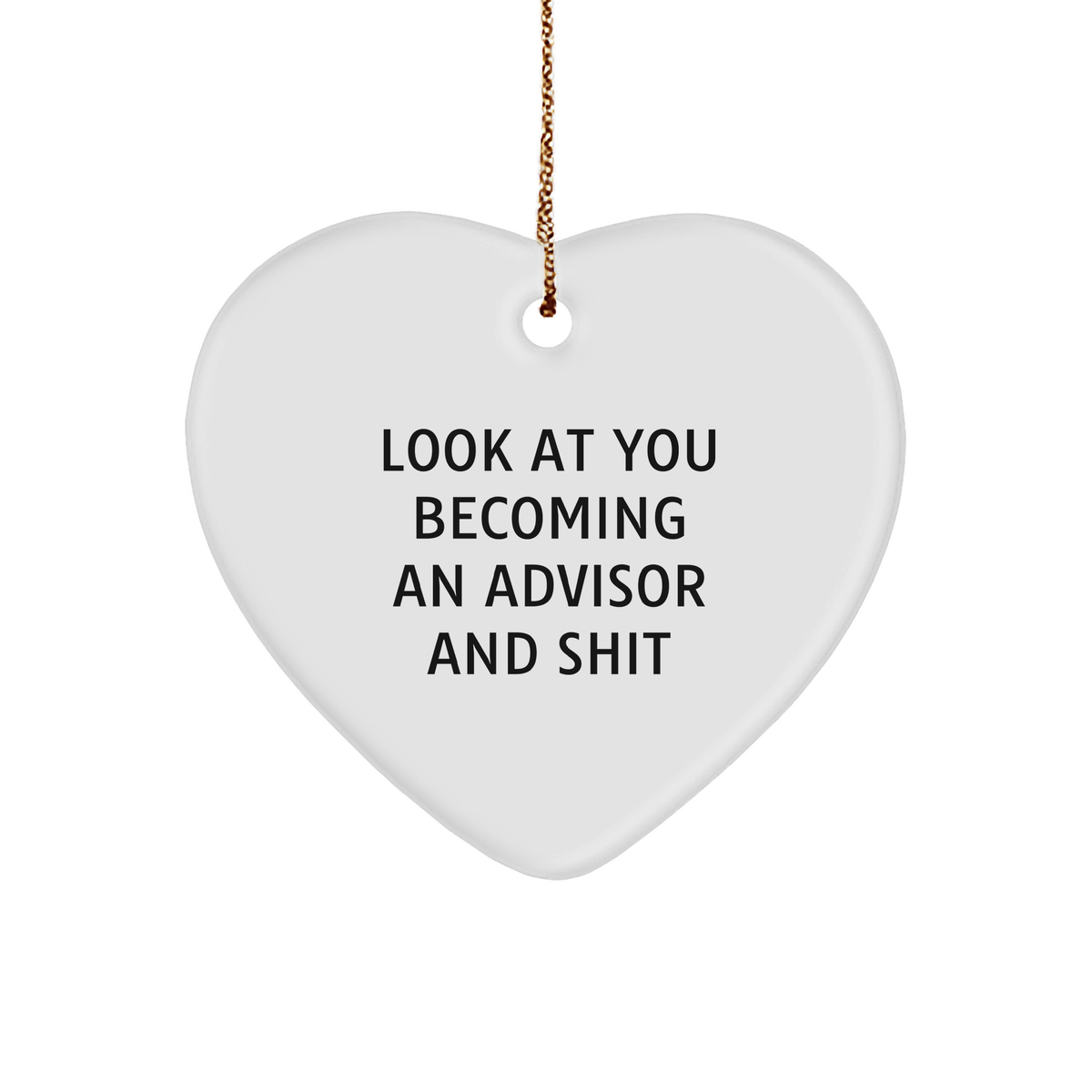 Funny Advisor Gifts from Friends, Heart Ornament for Men, 'Look At You Becoming An Advisor And Shit' Quote, Christmas Unique Gifts for Him - Image 1