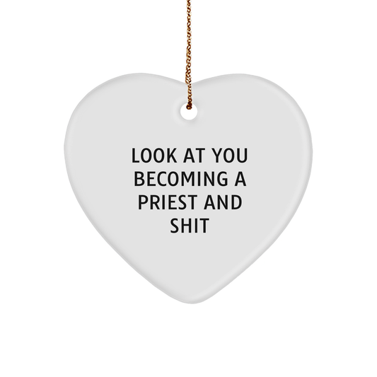 Funny Priest Heart Ornament Gifts from Men to Priest, Christmas Unique Priestly Finds - Image 1