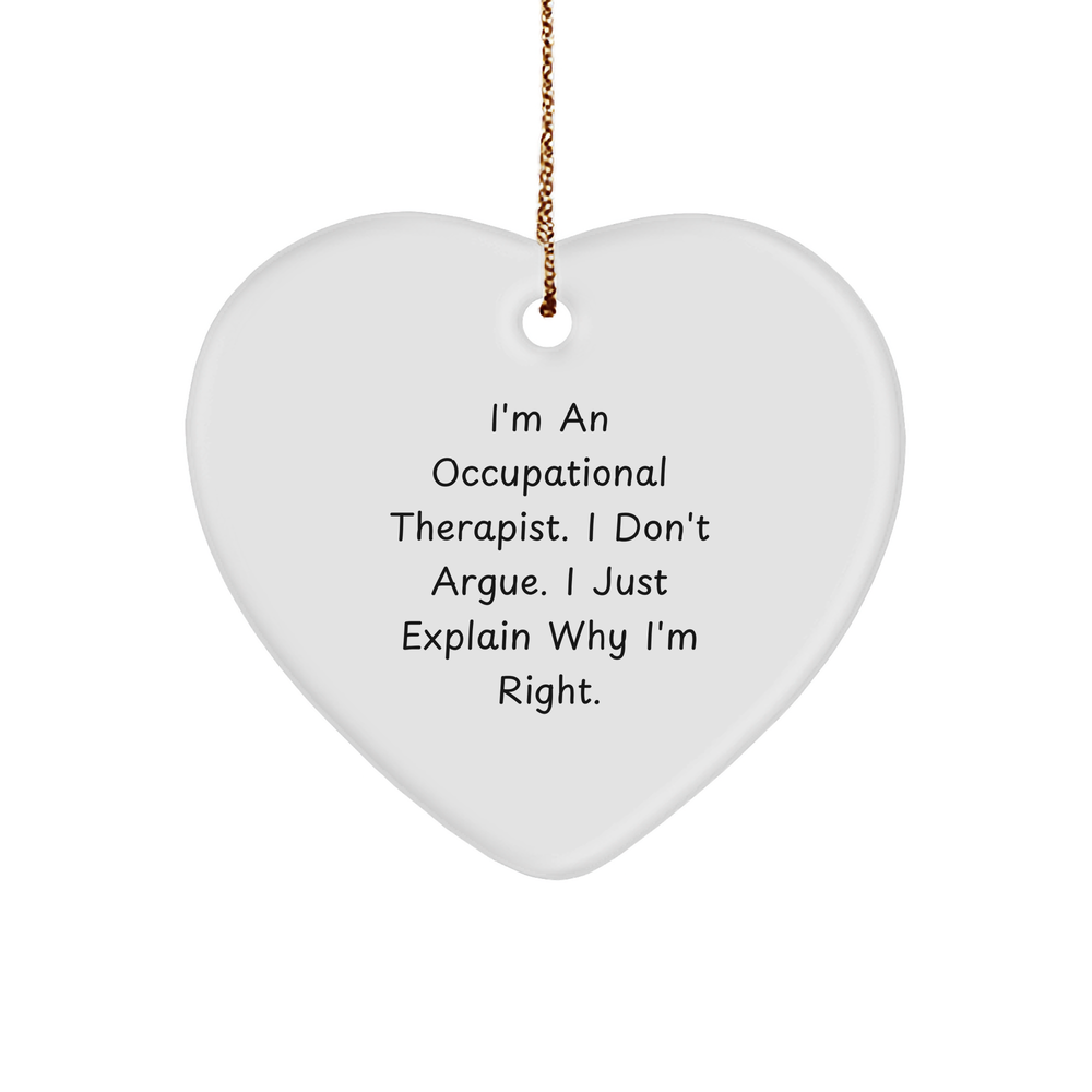Occupational Therapist Gifts, Funny Heart Ornament, 'I Don't Argue, I Just Explain Why I'm Right' - Gifts from Friends, Coworkers, or Family to Occupational Therapist for Christmas - Image 1