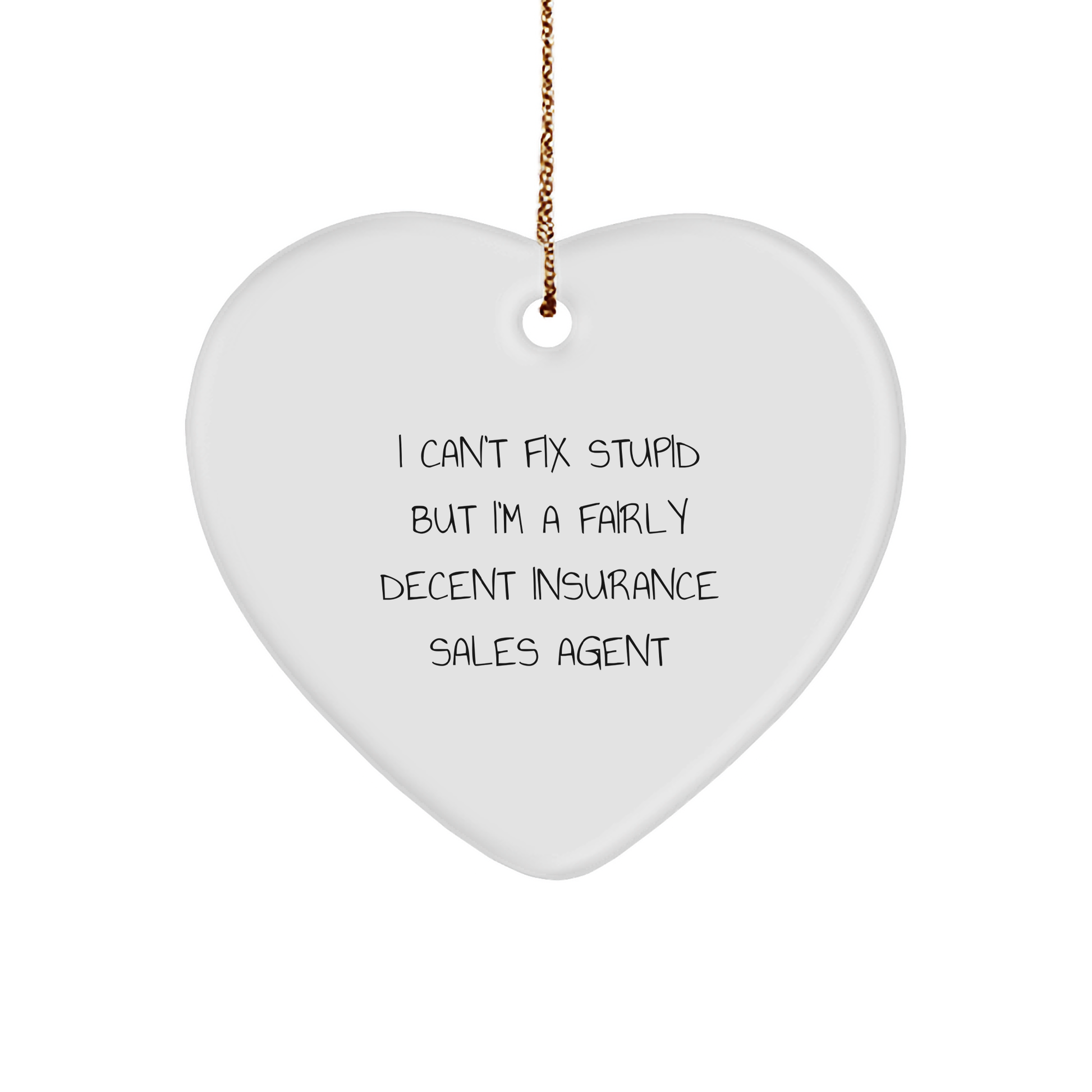 'Fix' It with a Smile: Funny Insurance Sales Agent Gifts for Christmas, Heart Ornament from Gifts from Friends to Insurance Sales Agent - Image 1
