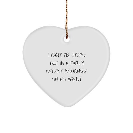 'Fix' It with a Smile: Funny Insurance Sales Agent Gifts for Christmas, Heart Ornament from Gifts from Friends to Insurance Sales Agent - Image 1