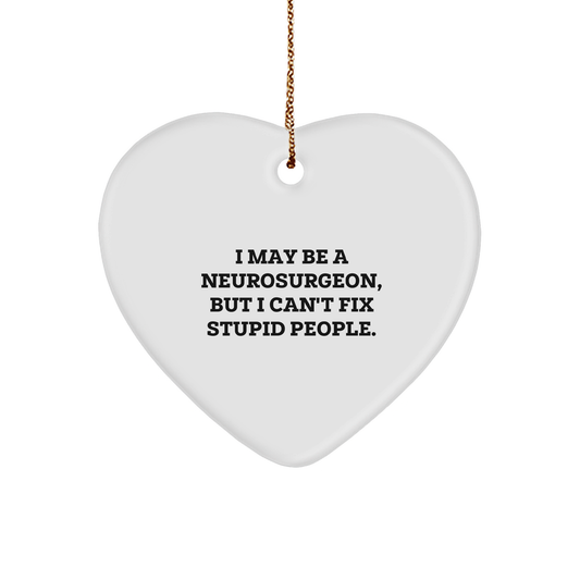 Inspiring Neurosurgeon Gifts, Funny Heart Ornament with Quote, Christmas Decor for Men, Women, and Friends, 'I May Be A Neurosurgeon, But I Can't Fix Stupid People.' (150-200 characters in total) - Image 1
