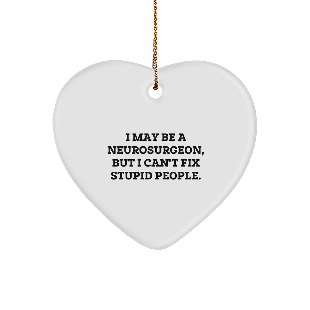 Inspiring Neurosurgeon Gifts, Funny Heart Ornament with Quote, Christmas Decor for Men, Women, and Friends, 'I May Be A Neurosurgeon, But I Can't Fix Stupid People.' (150-200 characters in total) - Image 1