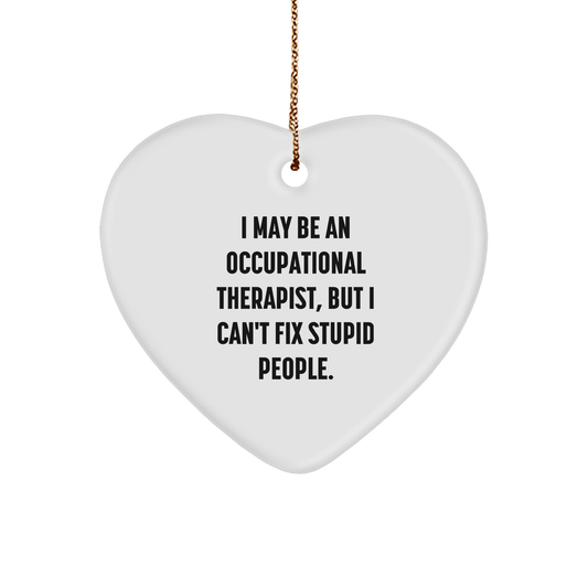Occupational Therapist Heart Ornament Gifts from Friends, I May Be An Occupational Therapist, But I Can't Fix Stupid People Funny Quote Christmas Unique Gifts for Occupational Therapist - Image 1
