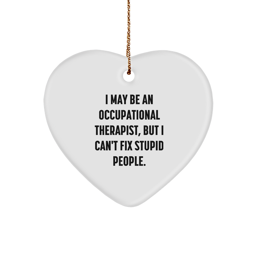 Occupational Therapist Heart Ornament Gifts from Friends, I May Be An Occupational Therapist, But I Can't Fix Stupid People Funny Quote Christmas Unique Gifts for Occupational Therapist - Image 1
