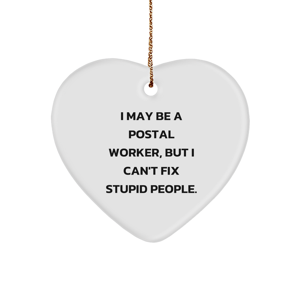 Heartfelt Greetings from Postal Workers, Funny Postal Worker Gifts for Friends, Christmas Unique Heart Ornament - Image 1