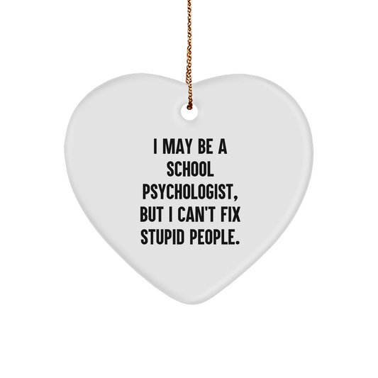 Funny School Psychologist Gift: I May Not Fix Stupid, But I Care Heart Ornament for School Psychologists, Unique Christmas Unique Gifts for Her, Gifts from Mom to School Psychologist - Image 1
