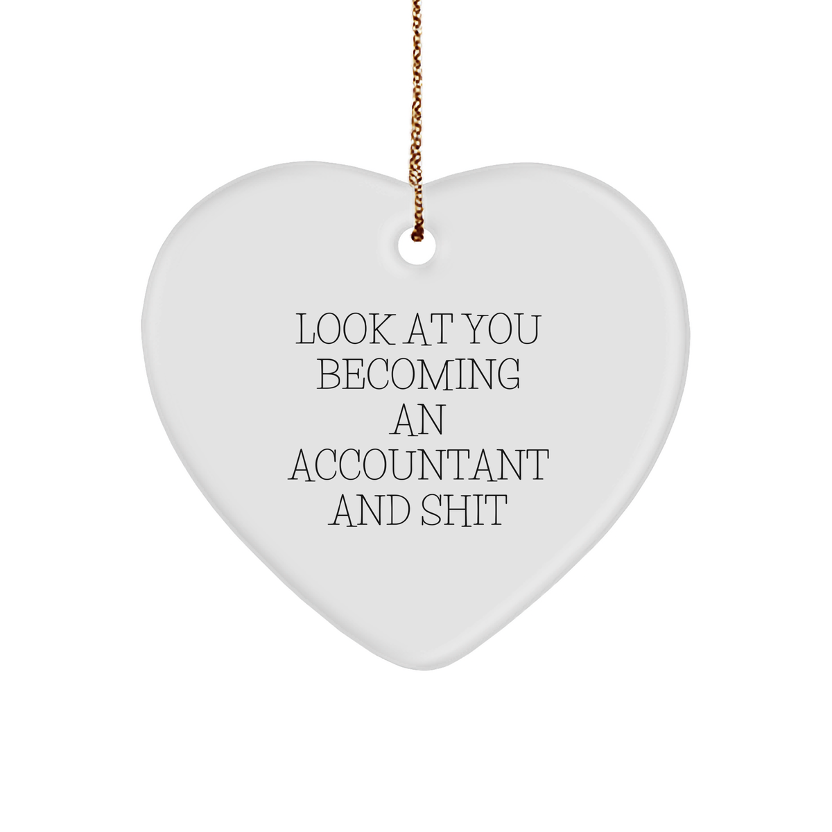 Funny Accountant Gifts - 'Look At You Becoming An Accountant And Shit' Heart Ornament for Christmas, Gifts from Friends to Accountants - Image 1