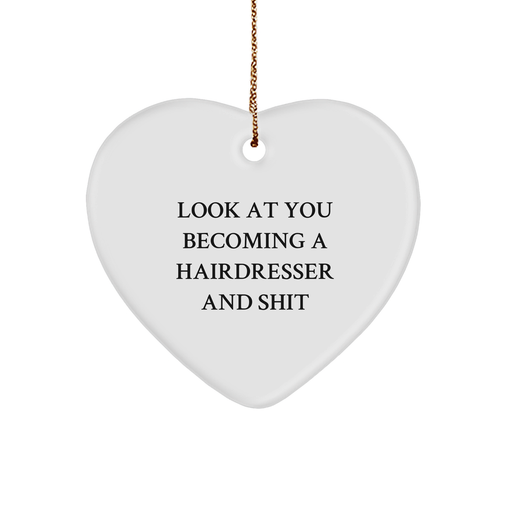 Funny Hairdresser Gifts: Look at You Becoming a Hairdresser and Shit Heart Ornament for Christmas - Unique Gifts from Mom to Daughter or Sister for Hairdresser Enthusiasts - Image 1