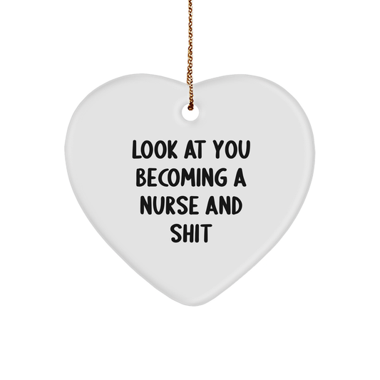 Funny Nurse Gifts from Friends to Becoming a Nurse and Shit Heart Ornament for Christmas - Image 1