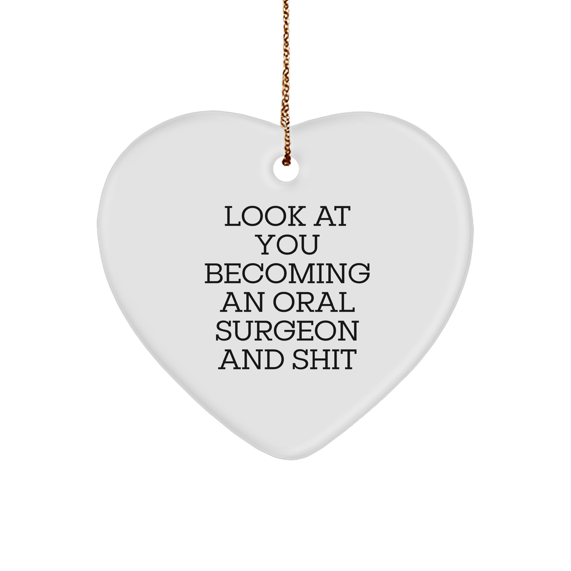 Funny Oral Surgeon Gifts from Friends, 'Look At You Becoming An Oral Surgeon And Shit', Heart Ornament for Men, Christmas Unique Gifts for Oral Surgeon - Image 1