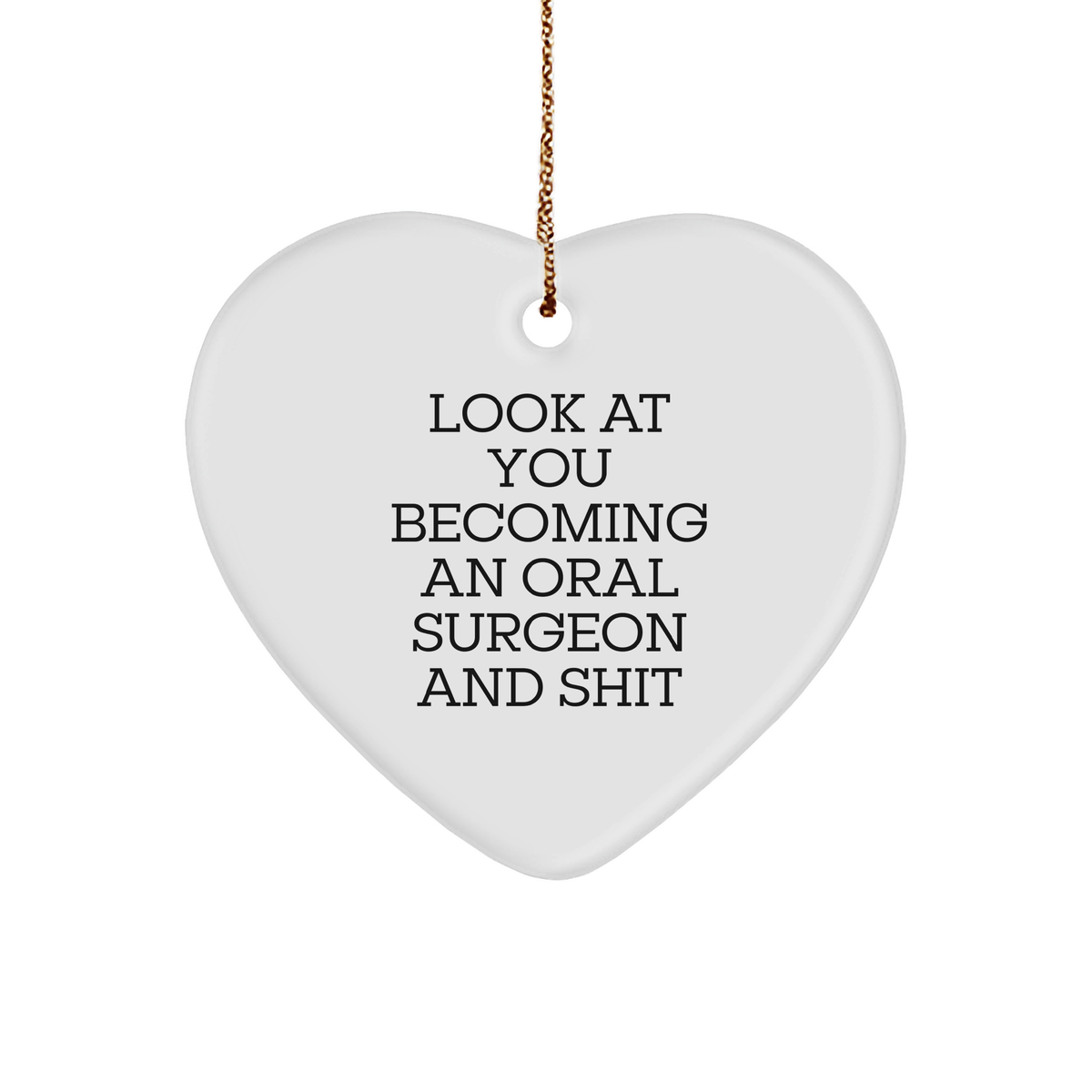 Funny Oral Surgeon Gifts from Friends, 'Look At You Becoming An Oral Surgeon And Shit', Heart Ornament for Men, Christmas Unique Gifts for Oral Surgeon - Image 1