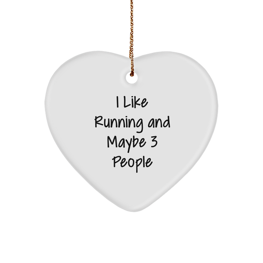 Running Heart Ornament - I Like Running And Maybe 3 People - Cute Christmas Unique Gifts - Gifts from Runners - Gifts for Running Enthusiasts - Image 1