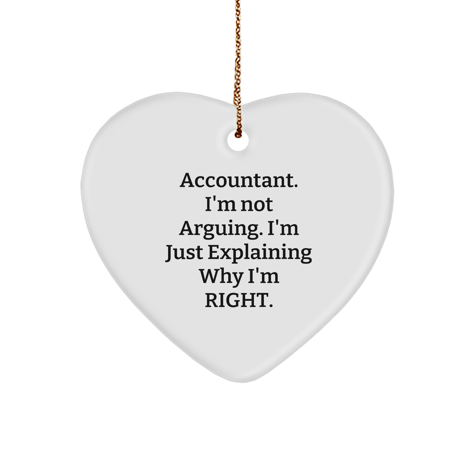 Accountant Humor Heart Ornament Funny Gifts for Christmas | Gifts from Mom | Inspirational Quote for Accountant | Heart-Shaped MDF with Gold Cord - Image 1