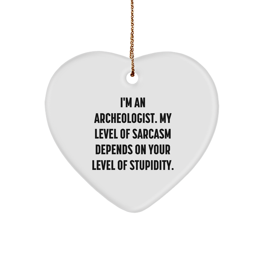 Funny Archeologist Heart Ornament - Unique Christmas Unique Gifts for Archeologists - Sarcasm Level Depends - Gifts from Inappropriately Entertaining Friends - Image 1