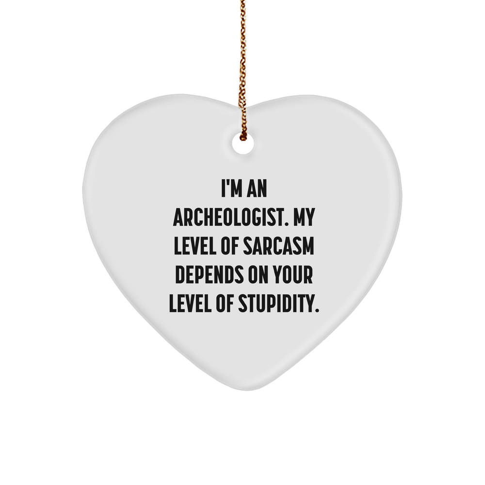 Funny Archeologist Heart Ornament - Unique Christmas Unique Gifts for Archeologists - Sarcasm Level Depends - Gifts from Inappropriately Entertaining Friends - Image 1