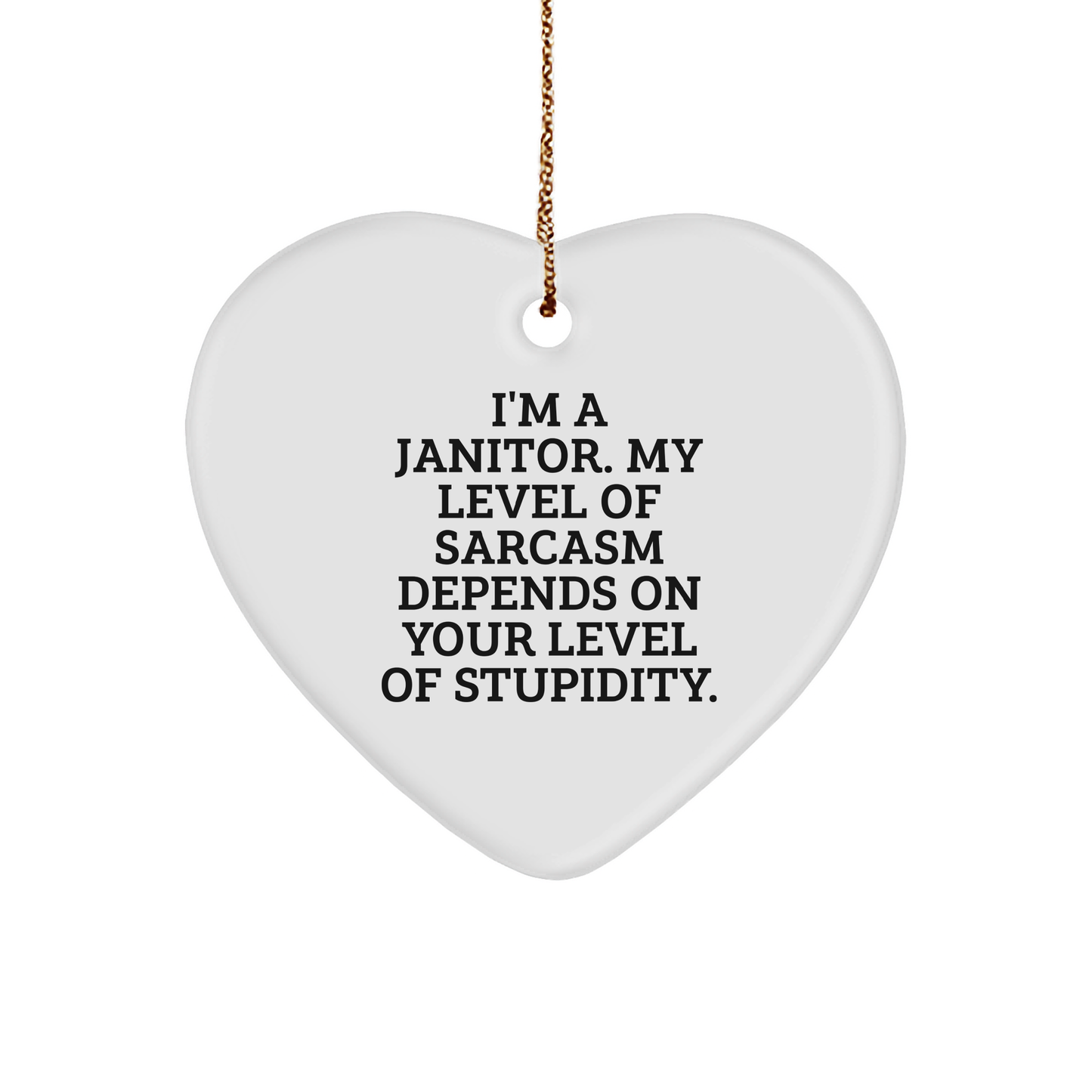 Janitor Gifts from Men, Funny Heart Ornament for Janitor, I'm A Janitor. My Level Of Sarcasm Depends On Your Level Of Stupidity. Christmas Unique Gifts - Image 1