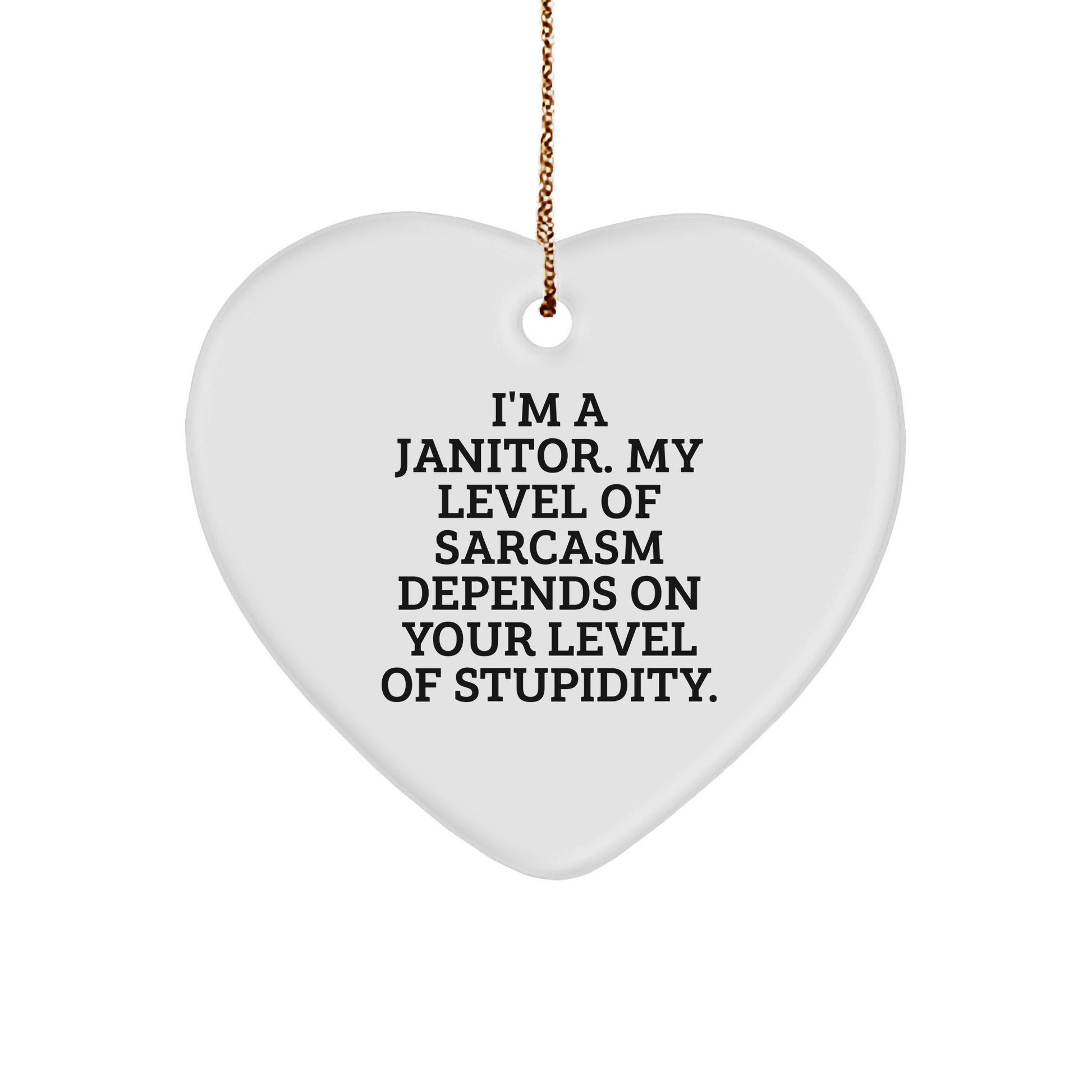 Janitor Gifts from Men, Funny Heart Ornament for Janitor, I'm A Janitor. My Level Of Sarcasm Depends On Your Level Of Stupidity. Christmas Unique Gifts - Image 1