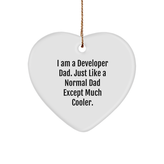 Developer Dad Heart Ornament, Funny Gift for Developer, Christmas Unique Gifts from Men to Developer, Heart Ornament for Developer - Image 1