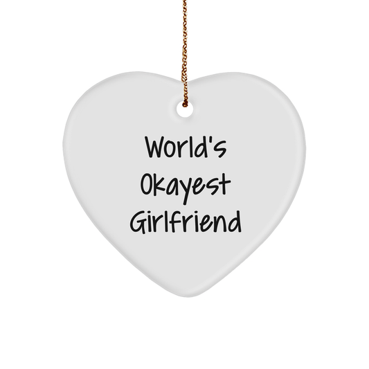 World's Okayest Sweetheart Heart Ornament Gifts for Sweetheart on Christmas - Funny Quote Sturdy MDF Ornament for Sweetheart Gift Ideas - Unique Gifts for Sweetheart from Sweetheart to Sweetheart - Image 1