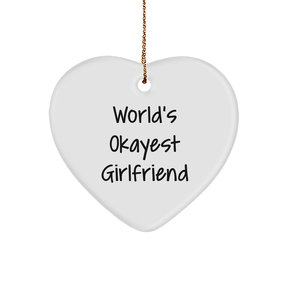 World's Okayest Sweetheart Heart Ornament Gifts for Sweetheart on Christmas - Funny Quote Sturdy MDF Ornament for Sweetheart Gift Ideas - Unique Gifts for Sweetheart from Sweetheart to Sweetheart - Image 1