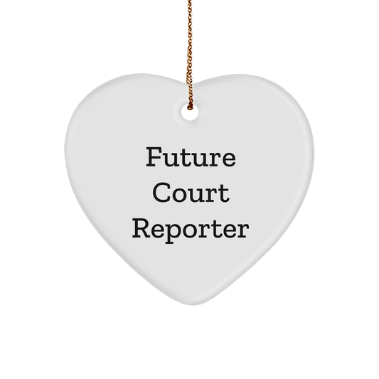 Future Court Reporters Heart Ornament, Funny Quote 'You're a Reporter', White Sturdy MDF Heart, Gold-Tone String, Christmas Unique Gifts from Friends to Court Reporters - Image 1