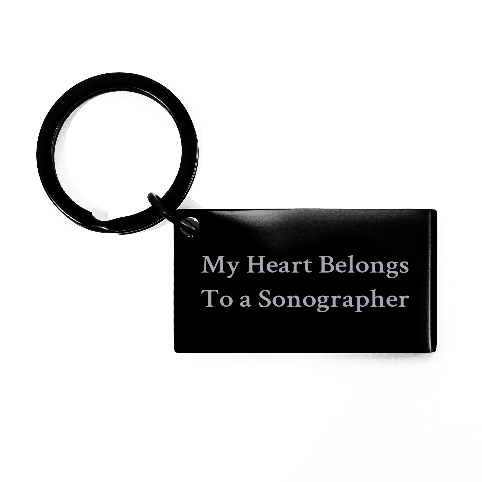 Sonographer Gifts from Friends and Family - My Heart Belongs To A Sonographer Funny Keychain, Stainless Steel with Engraved Message, Perfect for Father's Day - Image 1