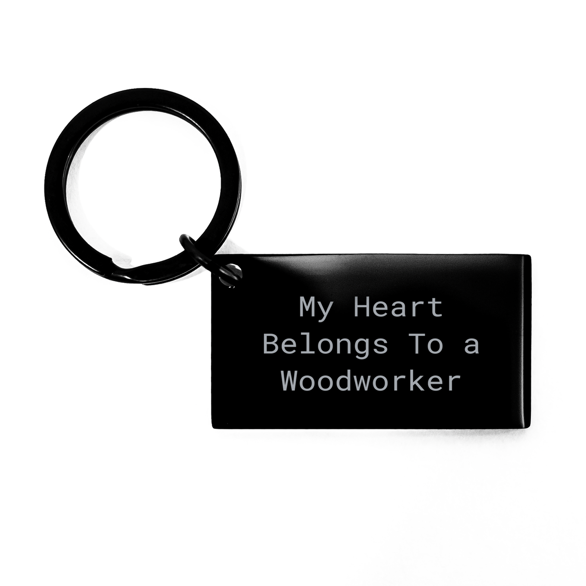 Woodworker Keychain, Funny Quote Gifts for Men, Father's Day Unique Gifts from Family, Friends, or Coworkers, 'My Heart Belongs To A Woodworker' - Image 1