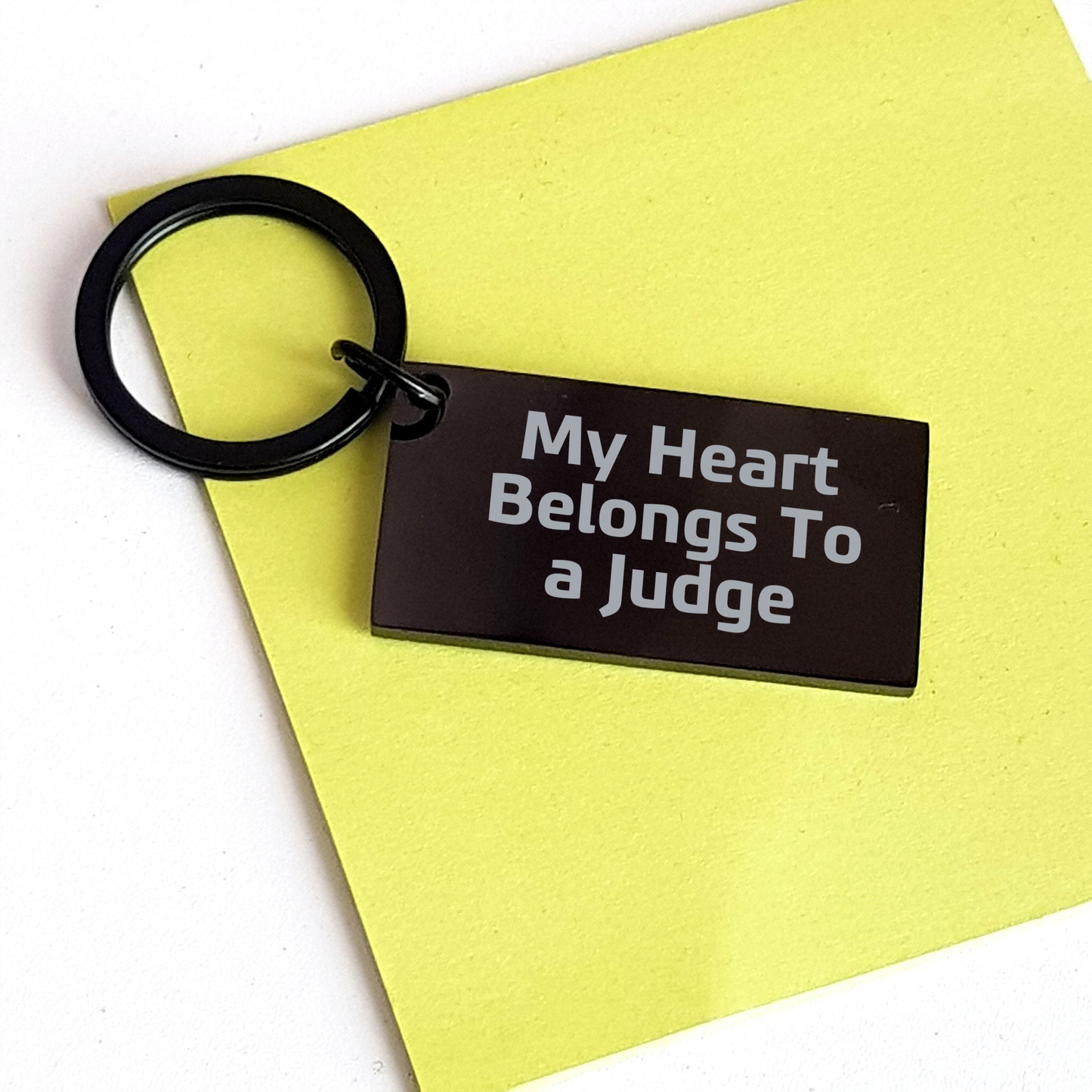 Funny Judge Gifts, My Heart Belongs To A Judge Keychain, Black Stainless Steel, Unique Mother's Day Unique Gifts from Men to Women - Image 3