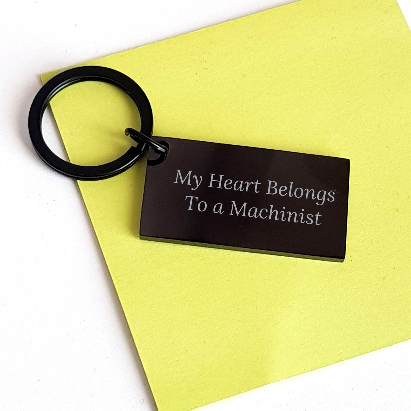Funny Machinist Gifts from Men - My Heart Belongs To A Machinist Keychain for Father's Day, Unique Machinist Keychain for Men, Stainless Steel Keychain, Engraved Message, Gift for Machinist Friends - Image 3