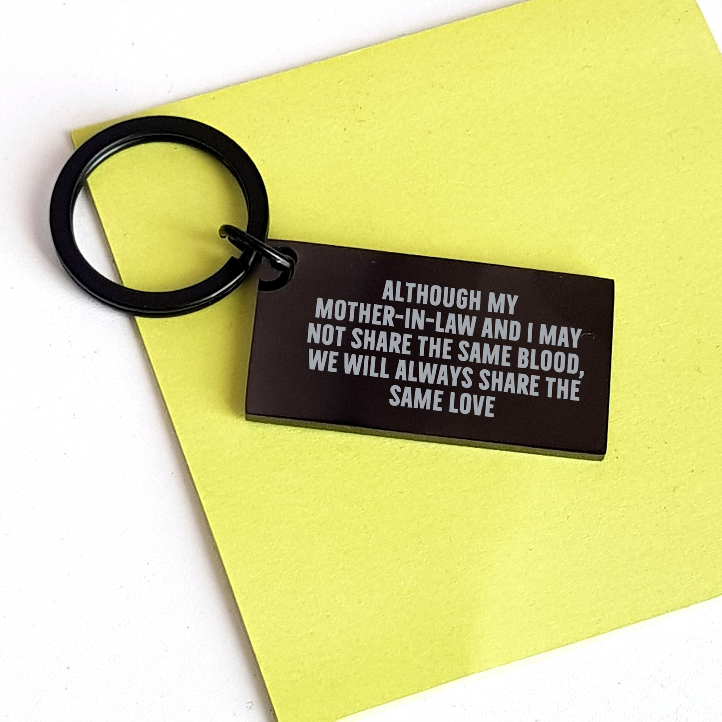 Cute Mom-in-law Keychain, Funny Quote 'Although My Mom-in-law And I May Not Share The Same Blood, We Will Always Share The Same Love', Gifts from Family to Mom-in-law for Father's Day - Image 3