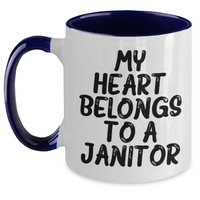 Load image into Gallery viewer, Funny Janitor Quote Two Tone Coffee Mugs, Gifts from Men for Janitors, Father's Day Unique Gifts, My Heart Belongs To A Janitor, Janitor Appreciation - Main
