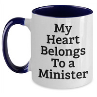 Load image into Gallery viewer, Funny Minister Gifts from Friends - My Heart Belongs To A Minister Two Tone Coffee Mug for Mother&#39;s Day - Main
