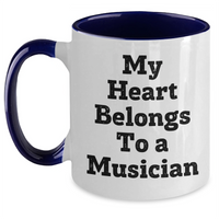 Load image into Gallery viewer, Funny Musician Gifts from Mom - My Heart Belongs To A Musician Two Tone Coffee Mug, Unique Mother's Day Unique Gifts for Musician Friends, Family, Coworkers - Main
