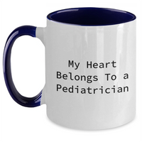 Load image into Gallery viewer, Funny Pediatrician Two Tone Coffee Mug, My Heart Belongs To A Pediatrician, Gifts from Family to Pediatrician on Father&#39;s Day - Main
